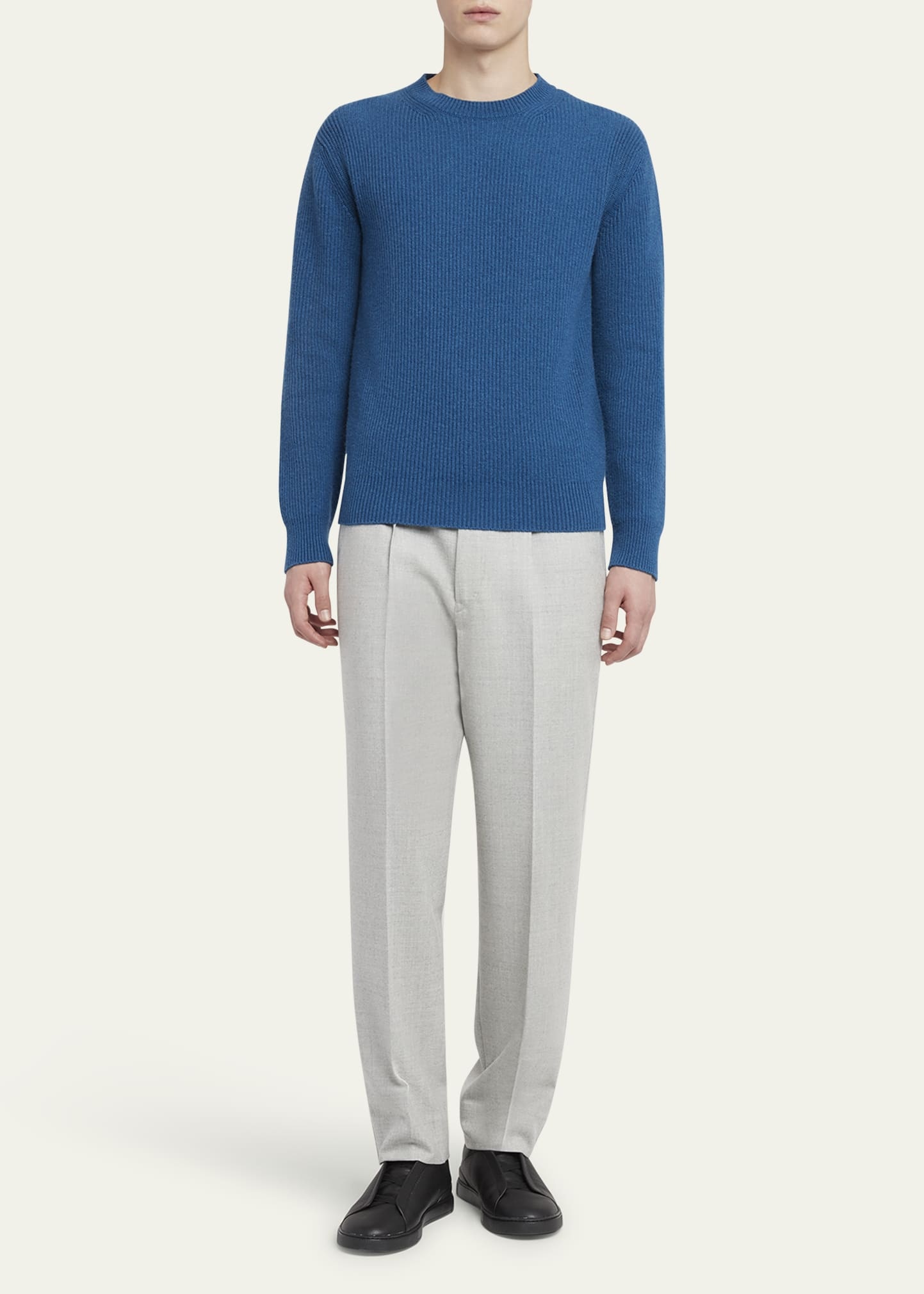 Men's Oasi Cashmere Ribbed Crewneck Sweater - 2