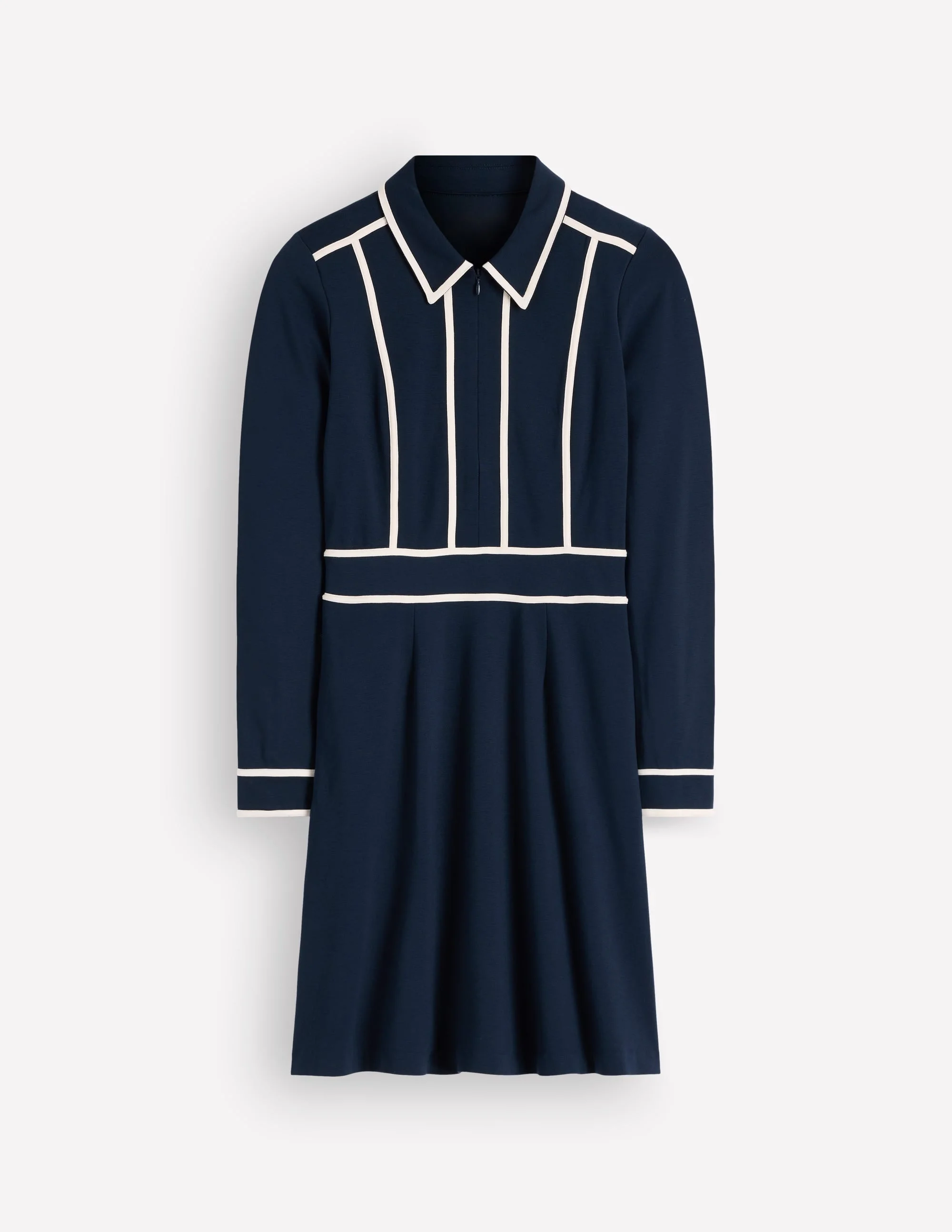 Ula Ponte Short Dress-Navy, Ivory - 1