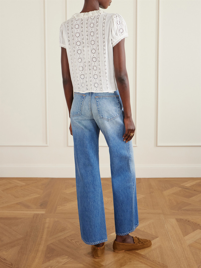 Clairette Cropped Ruffled Lace-trimmed Organic Cotton-voile Top 3