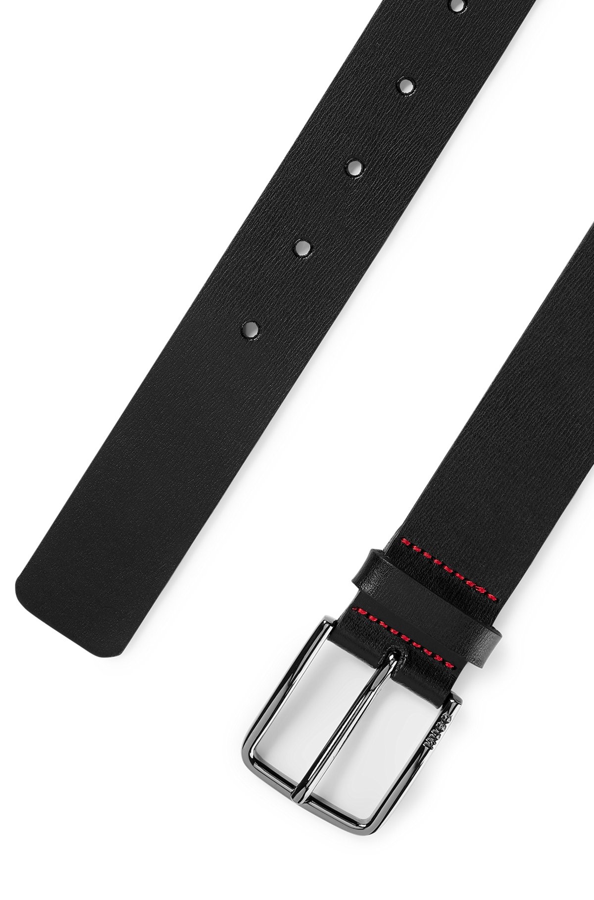 GRAINED-LEATHER BELT WITH LOGO BUCKLE - 4