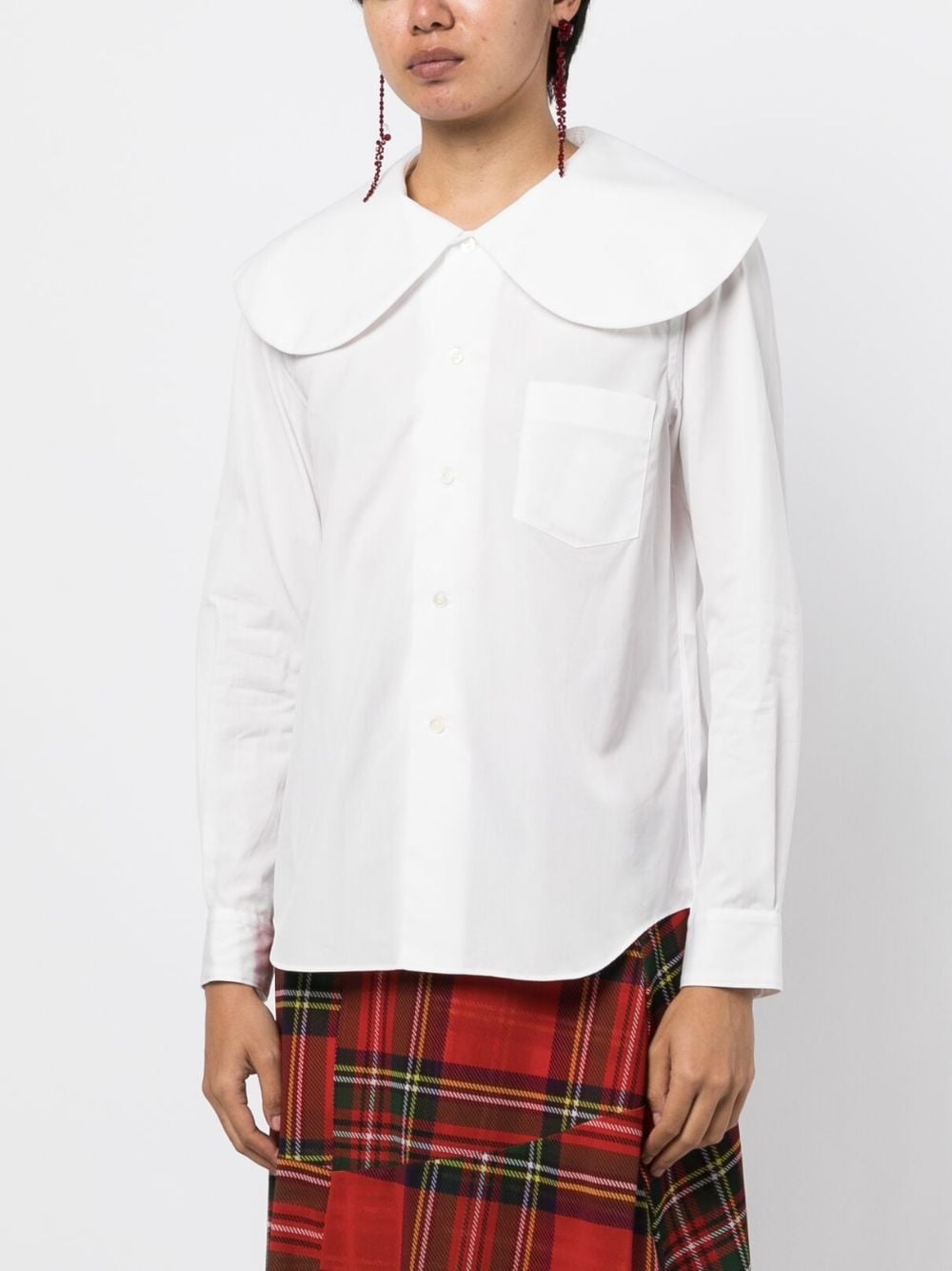 oversize-collar cotton blouse - 3