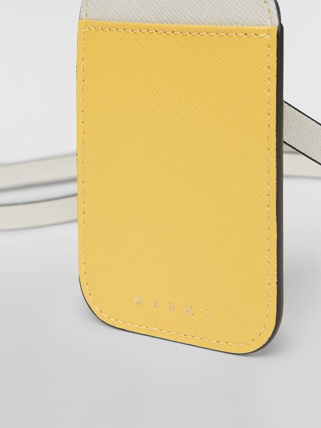 TRI-COLOURED BADGE HOLDER IN SAFFIANO LEATHER - 2