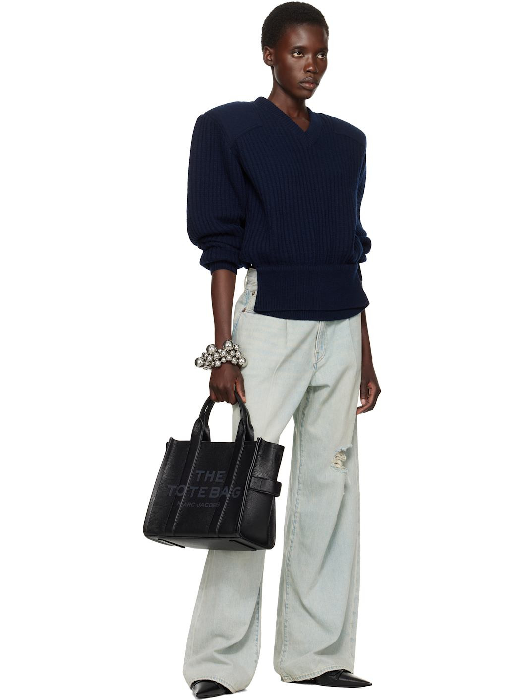 Black 'The Leather Medium' Tote - 4
