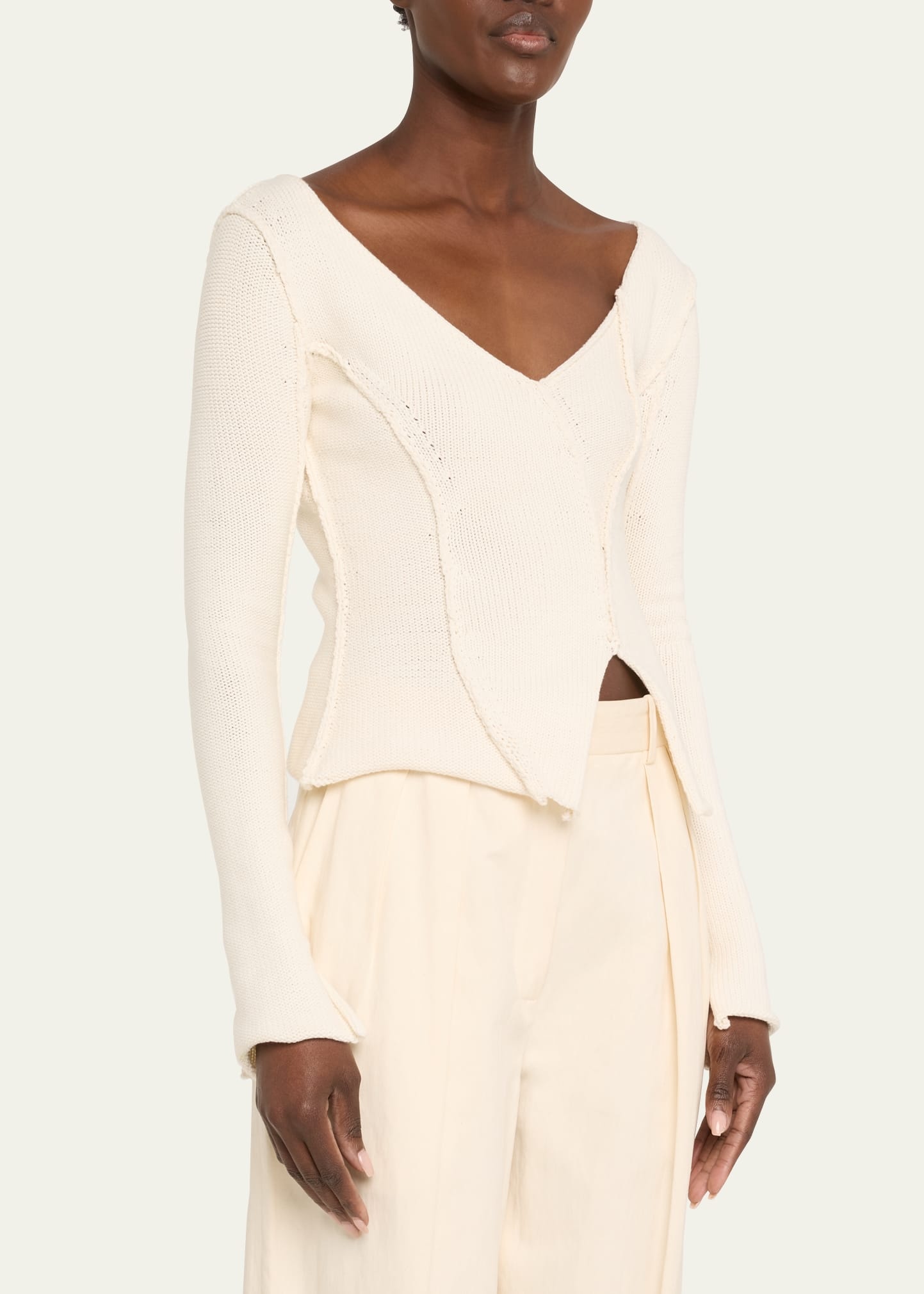 Eddy V-Neck Exposed Seam Sweater - 4