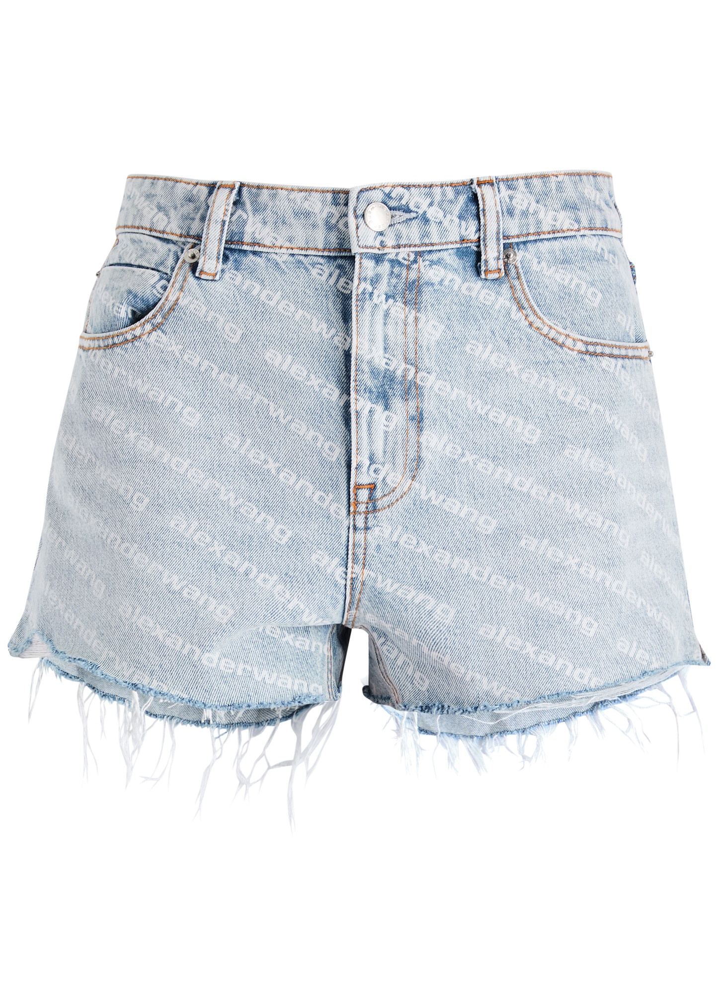 Logo-print distressed denim shorts - 1