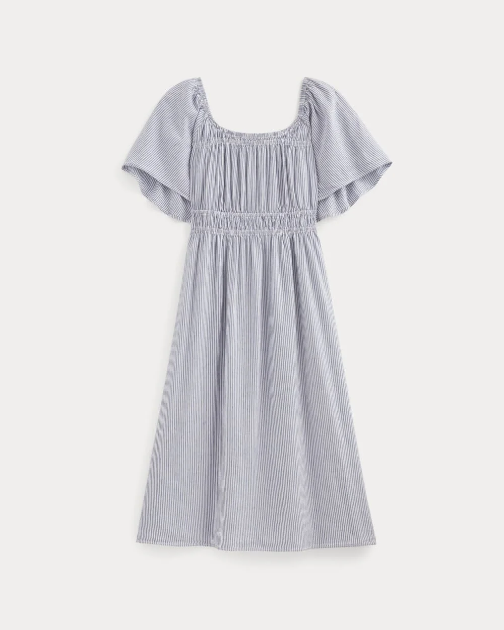THE FLUTTER-SLEEVE DRESS IN STRETCH LINEN - 1