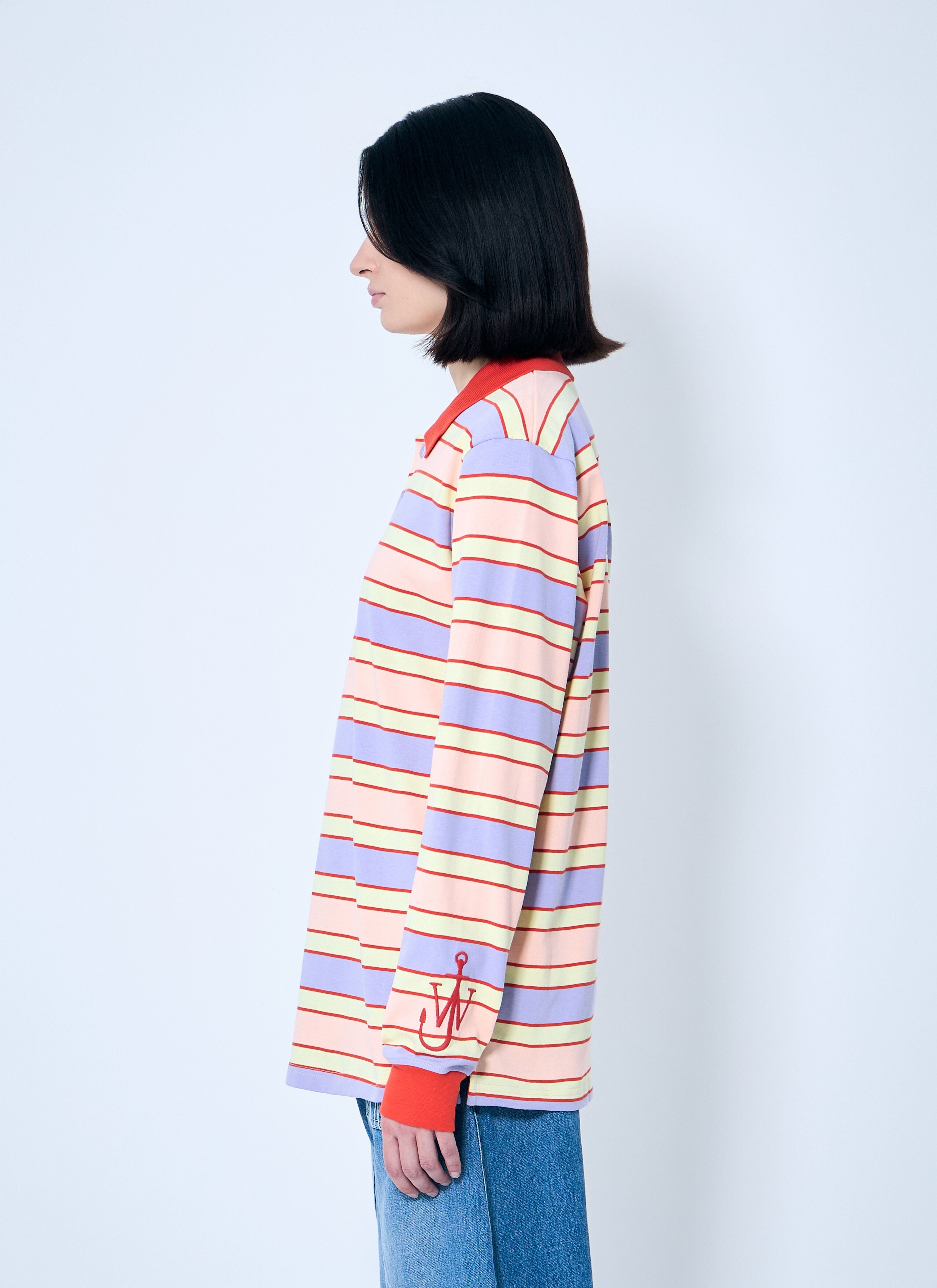 J.W. ANDERSON - Jw Anderson Women Striped Polo Shirt With Contrast Trims - 3