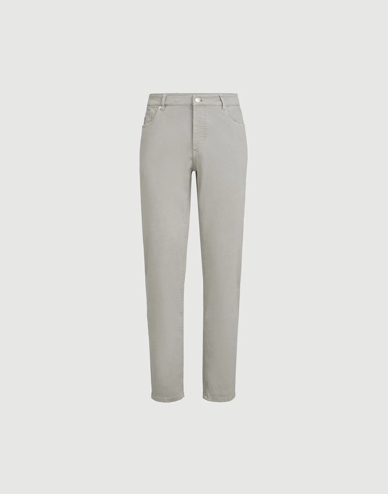 Garment-dyed comfort lightweight denim traditional fit five-pocket trousers - 1