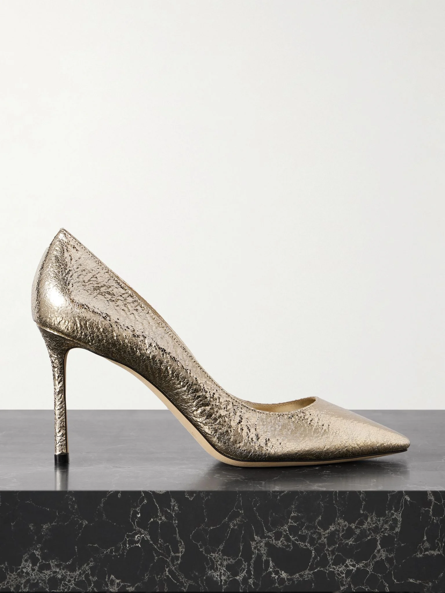 Romy metallic crinkled-leather pumps Gold - 1