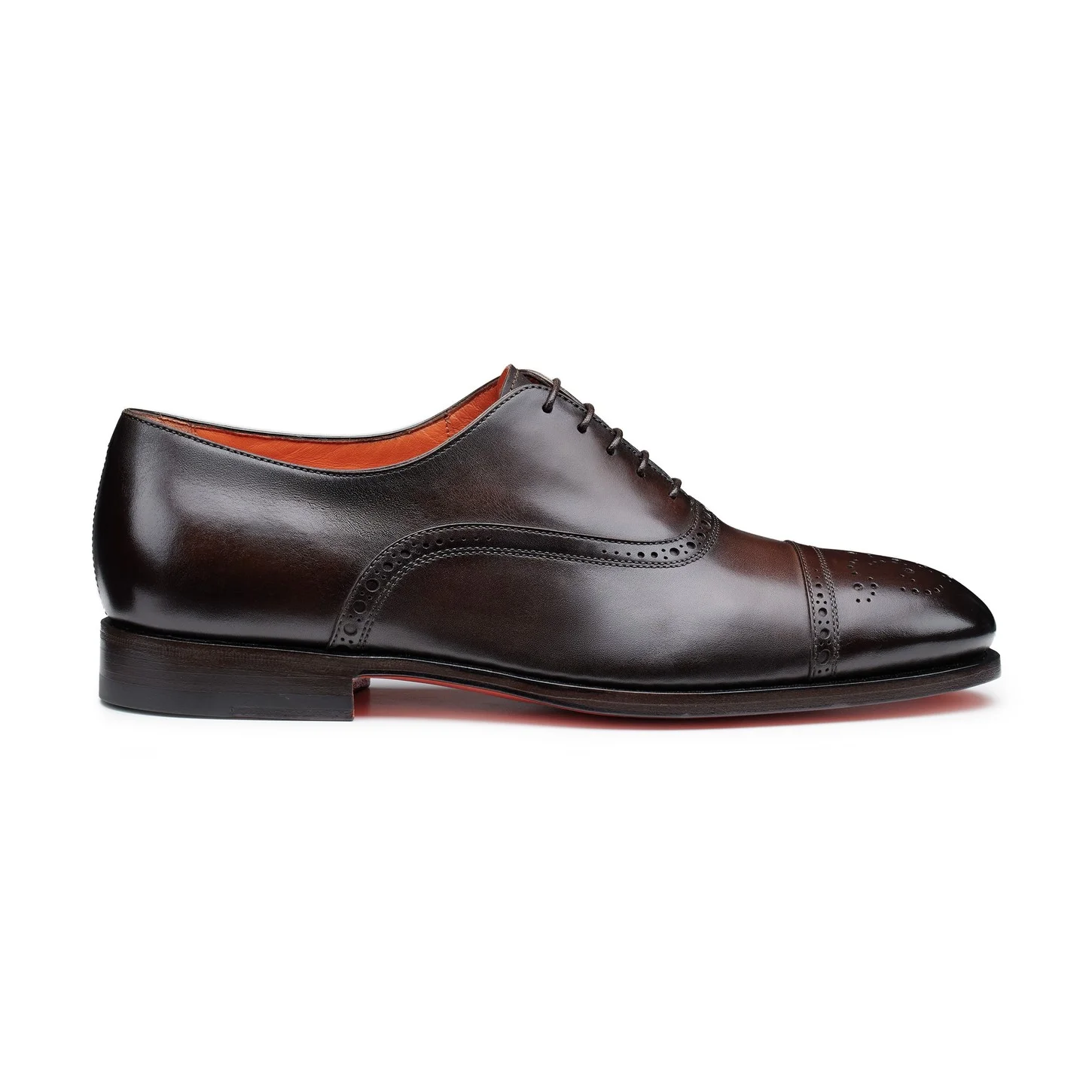 Men's dark brown leather brogue Oxford shoe - 1