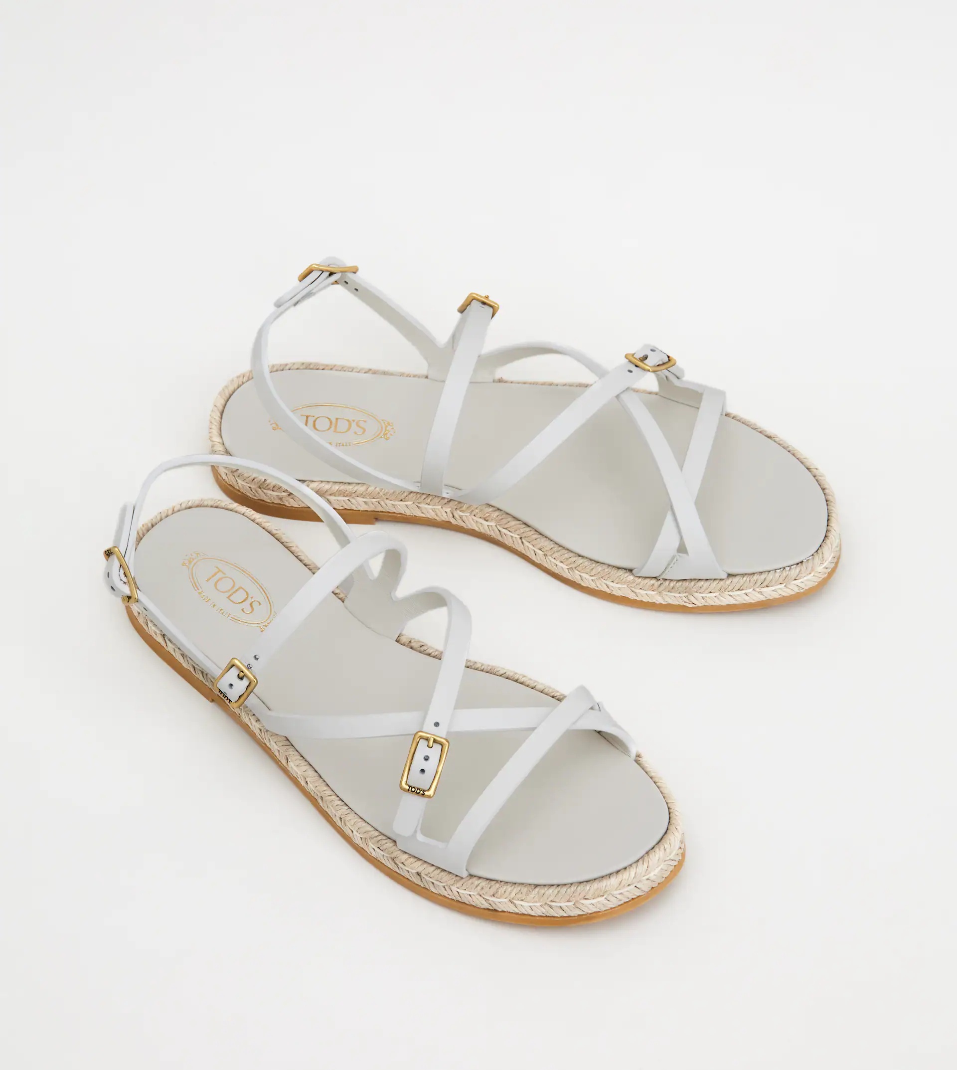SANDALS IN LEATHER - WHITE - 2