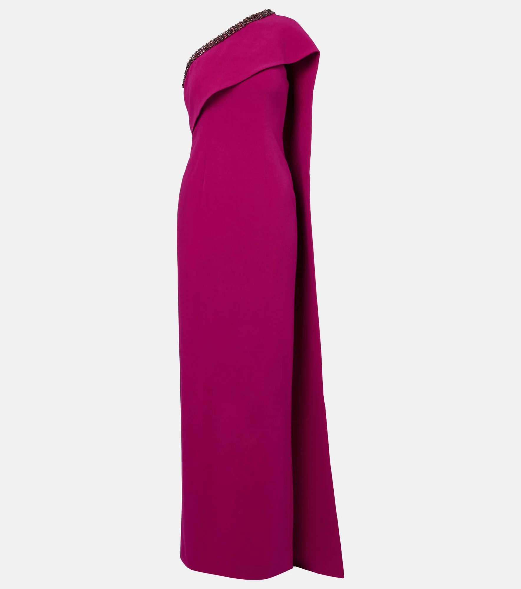 Caped embellished satin crêpe gown - 1