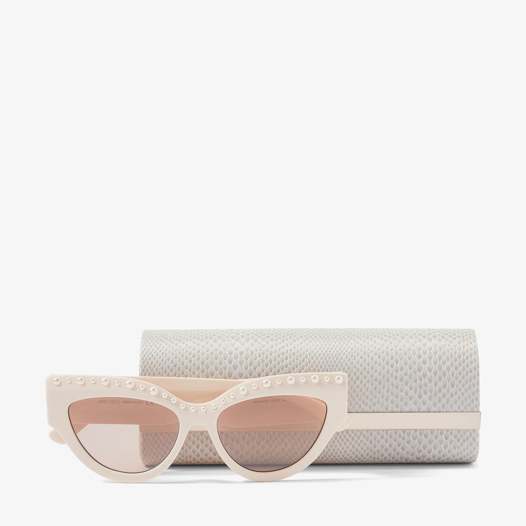Sonja
Ivory Cat-Eye Sunglasses with Cream Pearls - 4