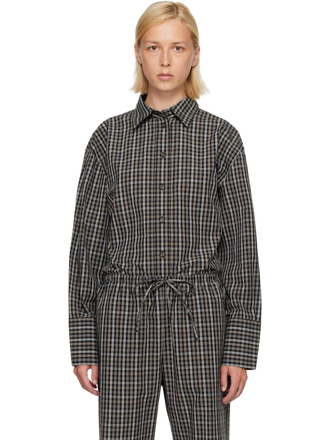 Black Checked Shaped Shirt - 1