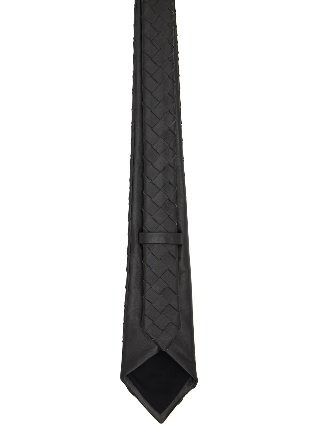 Brown Intrecciato Leather Tie - 2