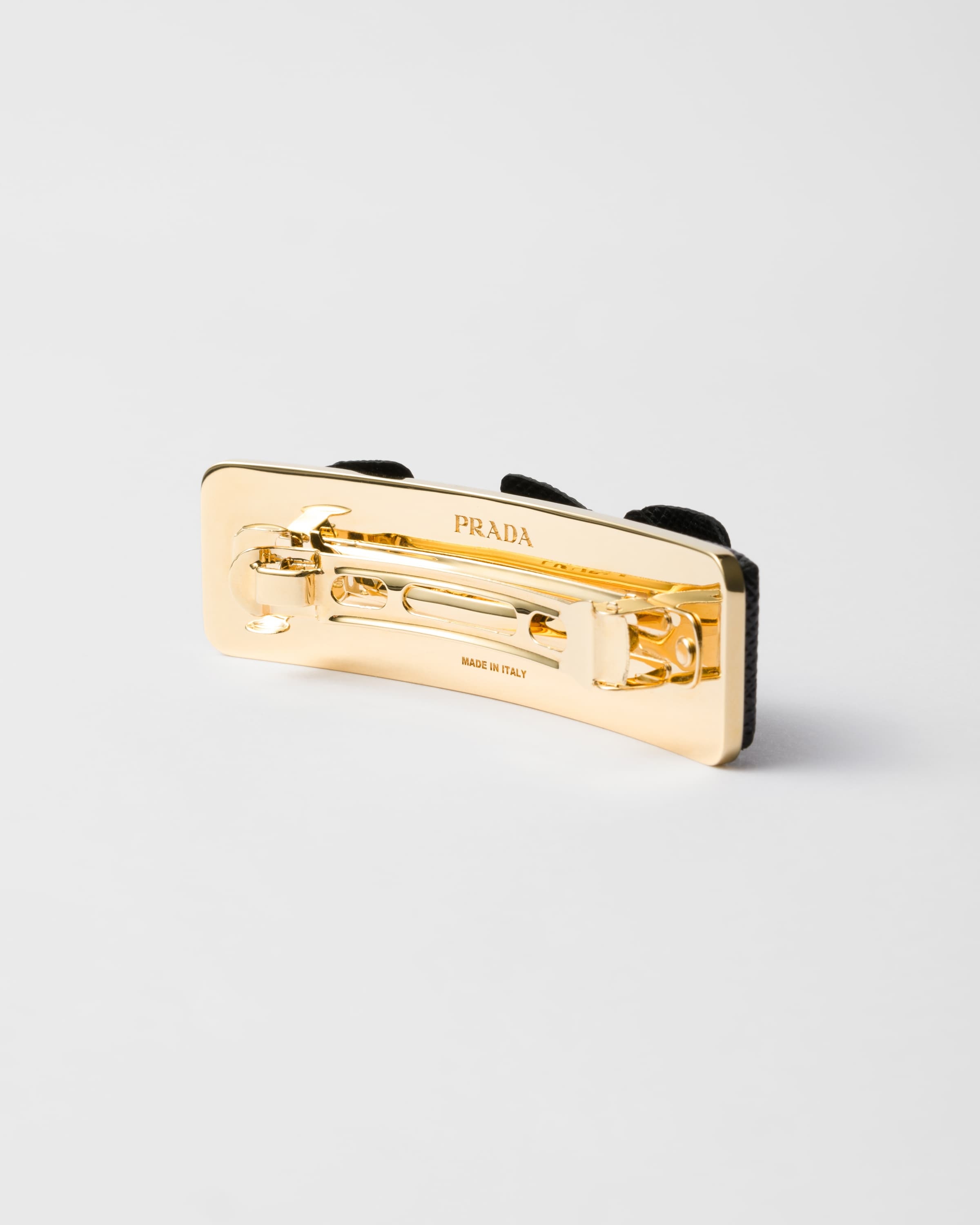 Saffiano leather and metal hair clip - 2