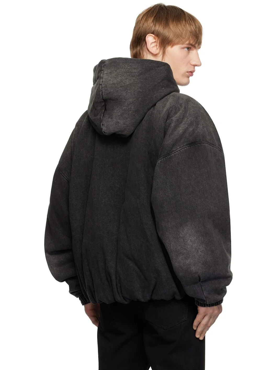 Wooyoungmi Gray Denim Hooded Jacket | REVERSIBLE
