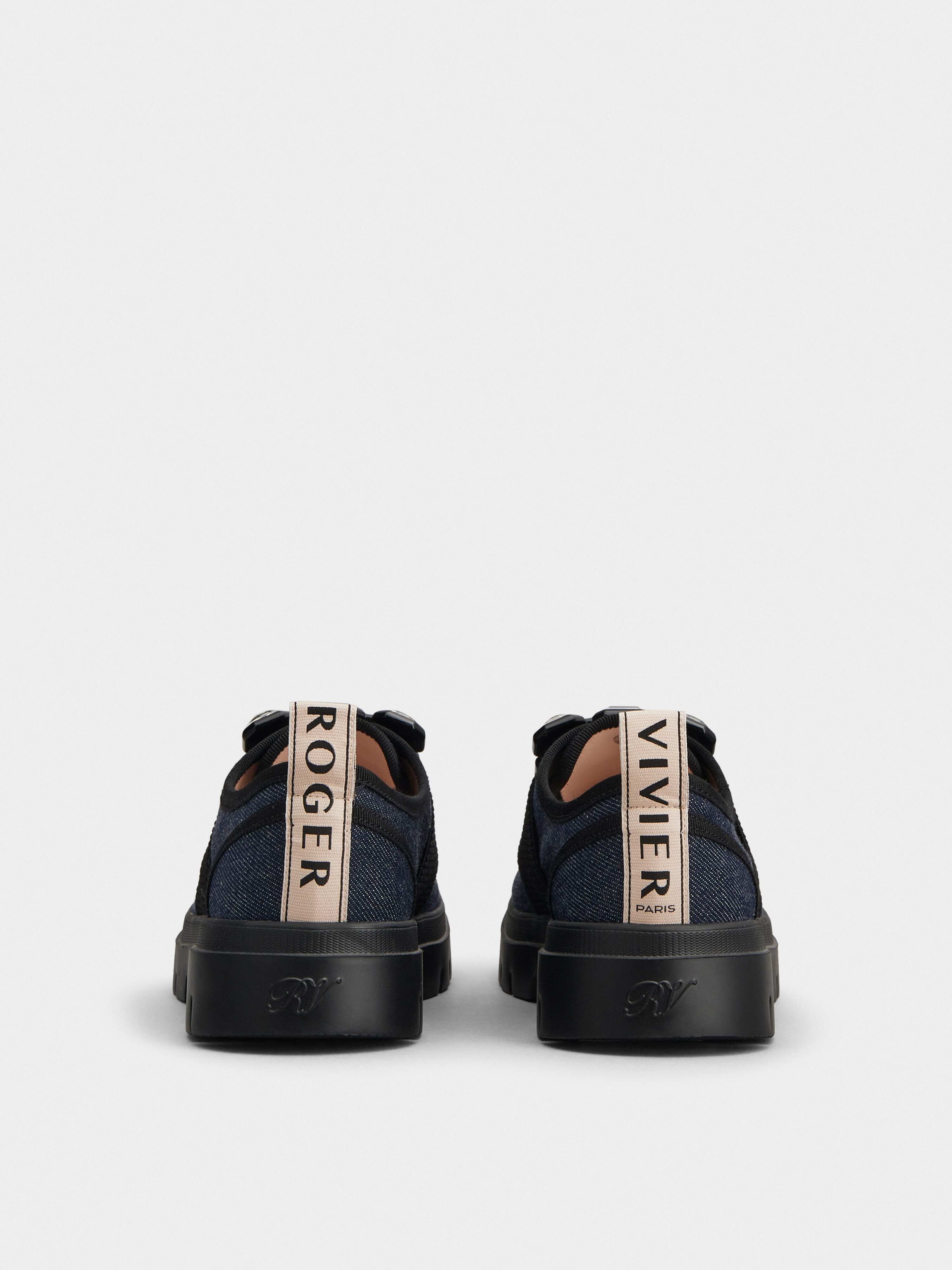 Walky Viv' Strass Buckle Sneakers in Denim - 5