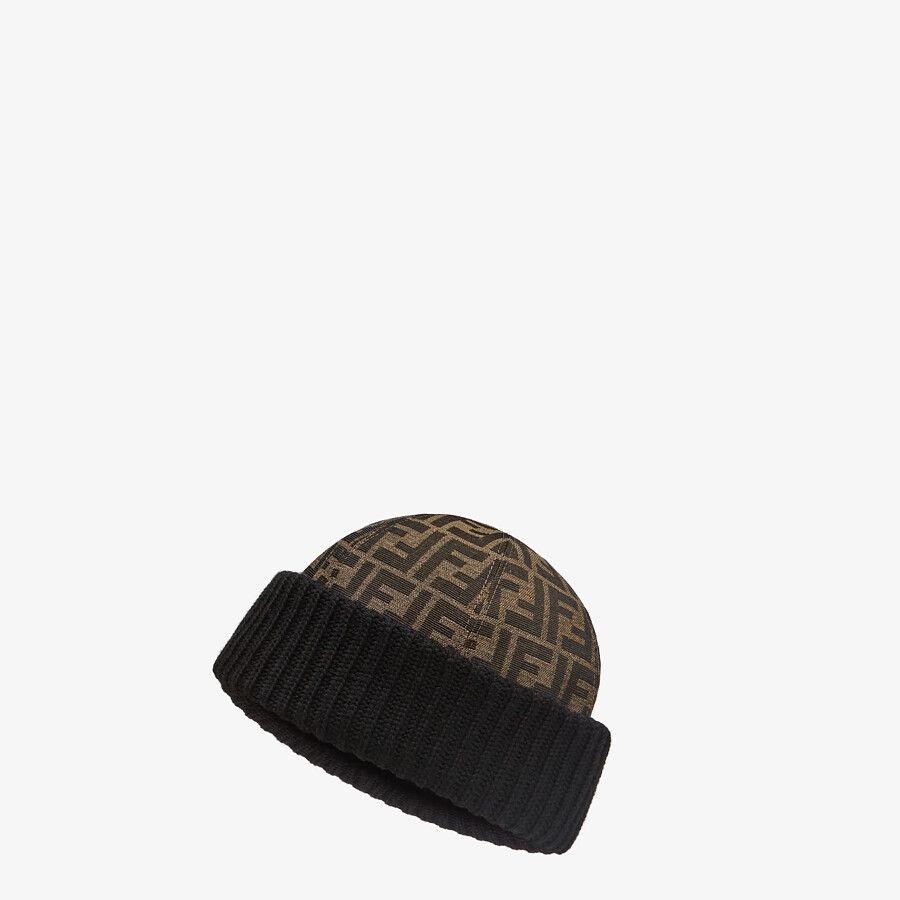 Skullcap in brown jacquard fabric - 1