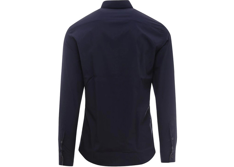 Burberry Burberry Slim Fit Monogram Motif Stretch Cotton Poplin Shirt Navy outlook