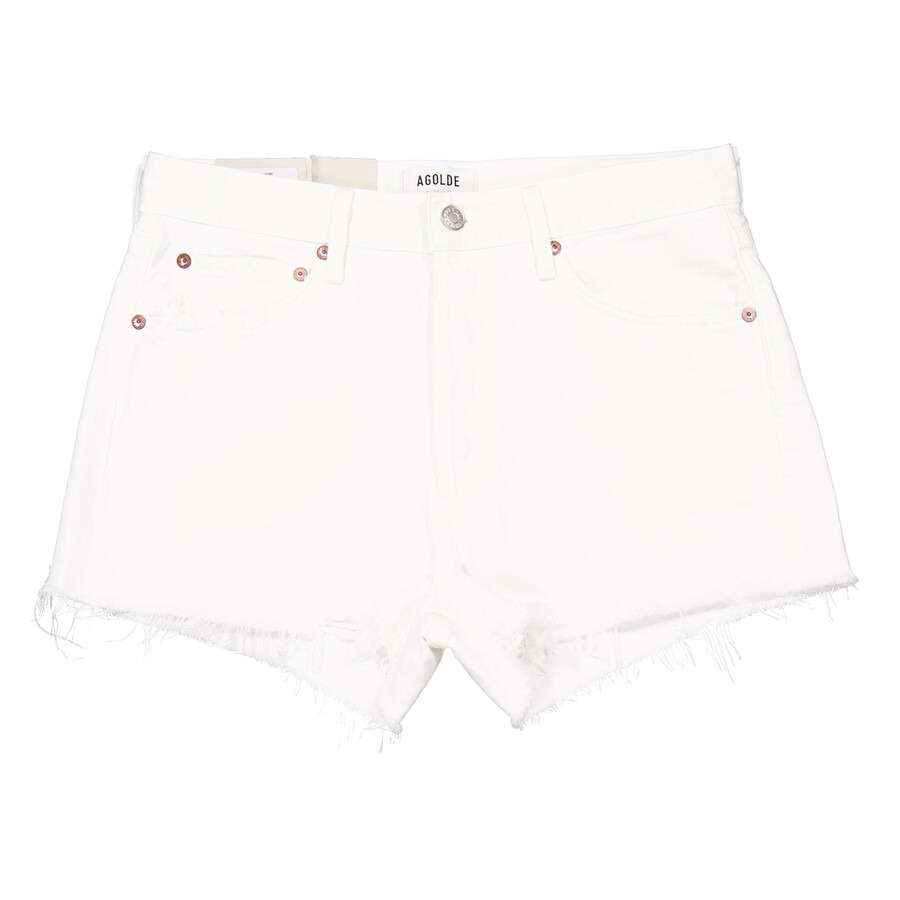 Agolde Ladies Parker Dough Cut Off Denim Shorts - 4