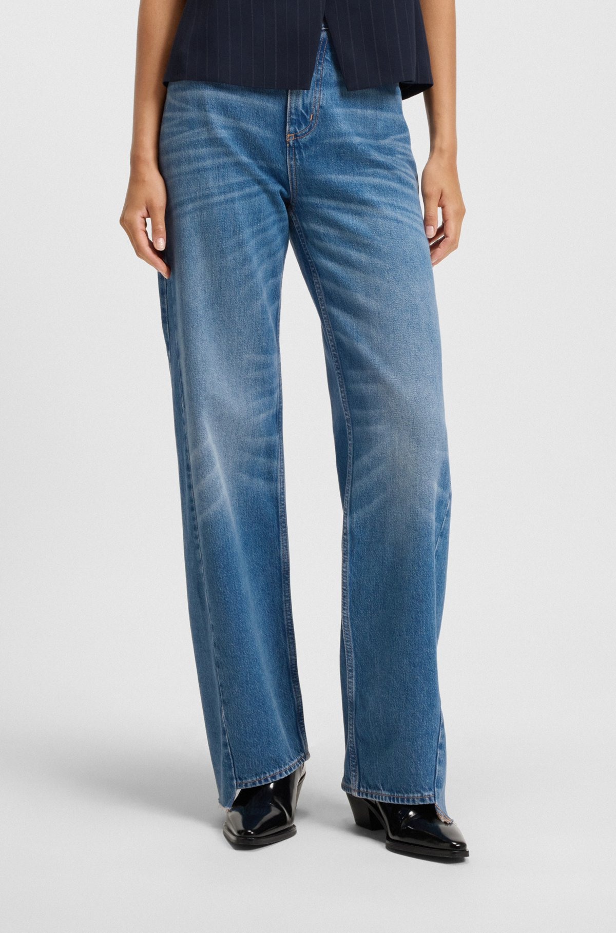 RELAXED-FIT JEANS IN INDIGO DENIM WITH STEPPED HEMS - 2