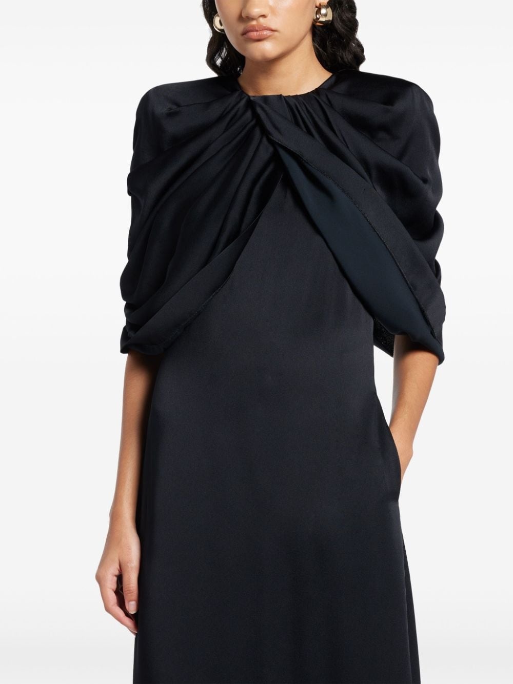 draped-sleeve dress - 5