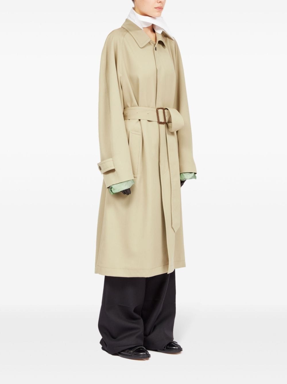 spread-collar wool trench coat - 2