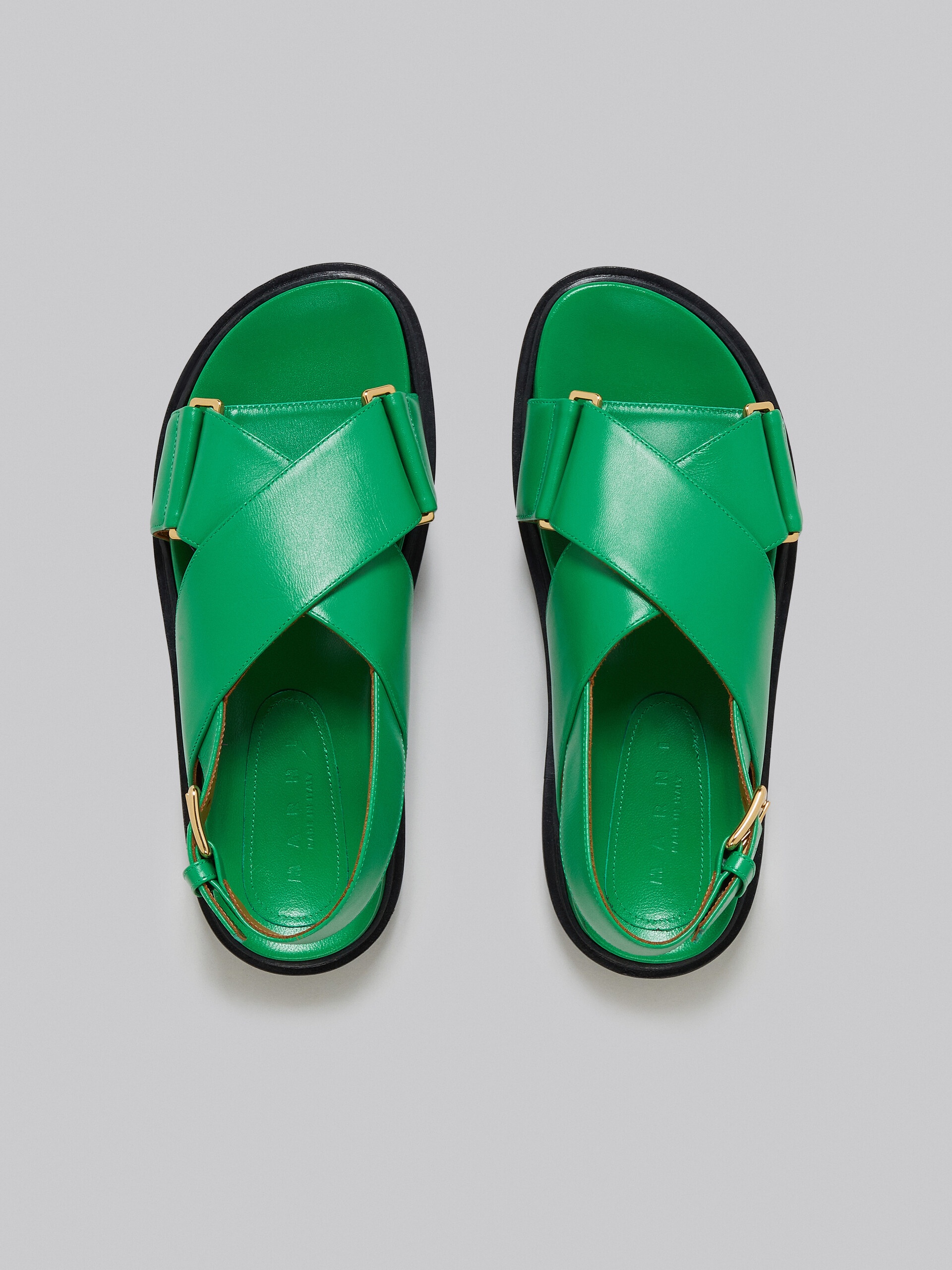 GREEN LEATHER CRISS-CROSS SANDAL - 4