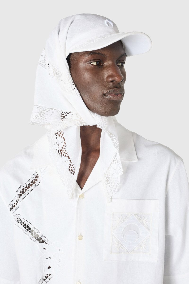 Marine Serre Upcycled regenerated household linen cap outlook