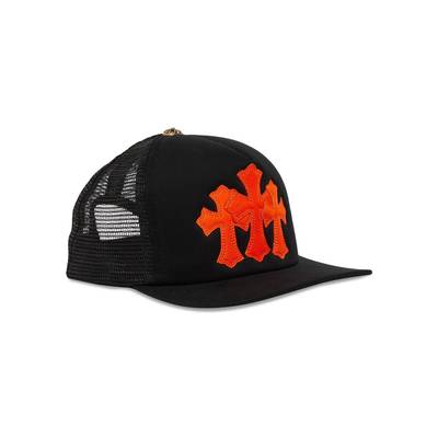 Chrome Hearts Chrome Hearts St. Barths Exclusive Cemetery Cross Trucker Hat 'Black/Orange' outlook