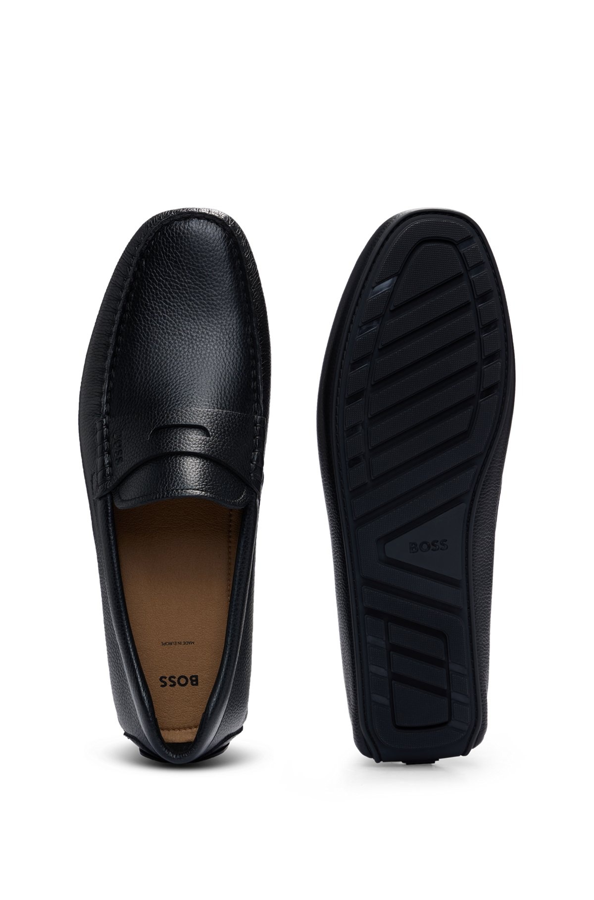 GRAINED-LEATHER DRIVER MOCCASINS WITH LOGO STRAP - 4