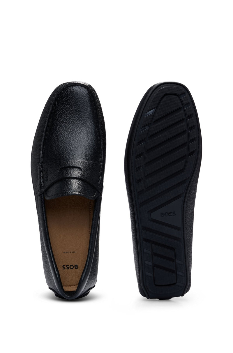 GRAINED-LEATHER DRIVER MOCCASINS WITH LOGO STRAP 4