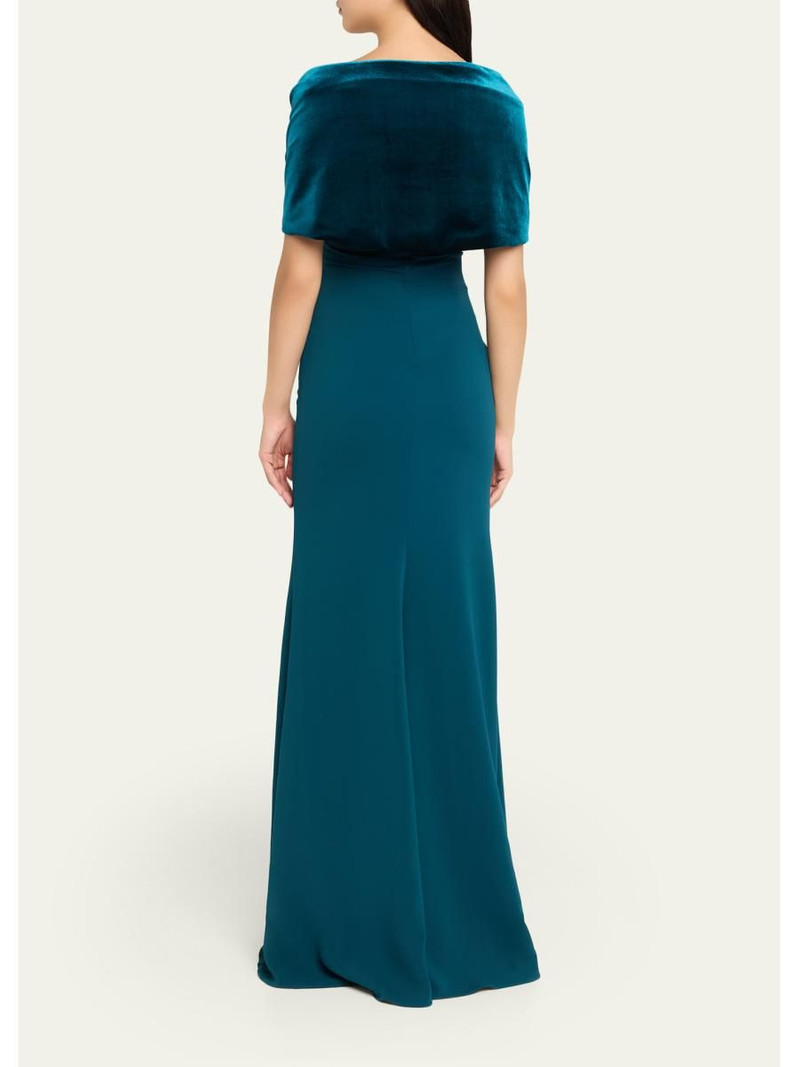A-Line Sweetheart Gown with Velvet Cape 3