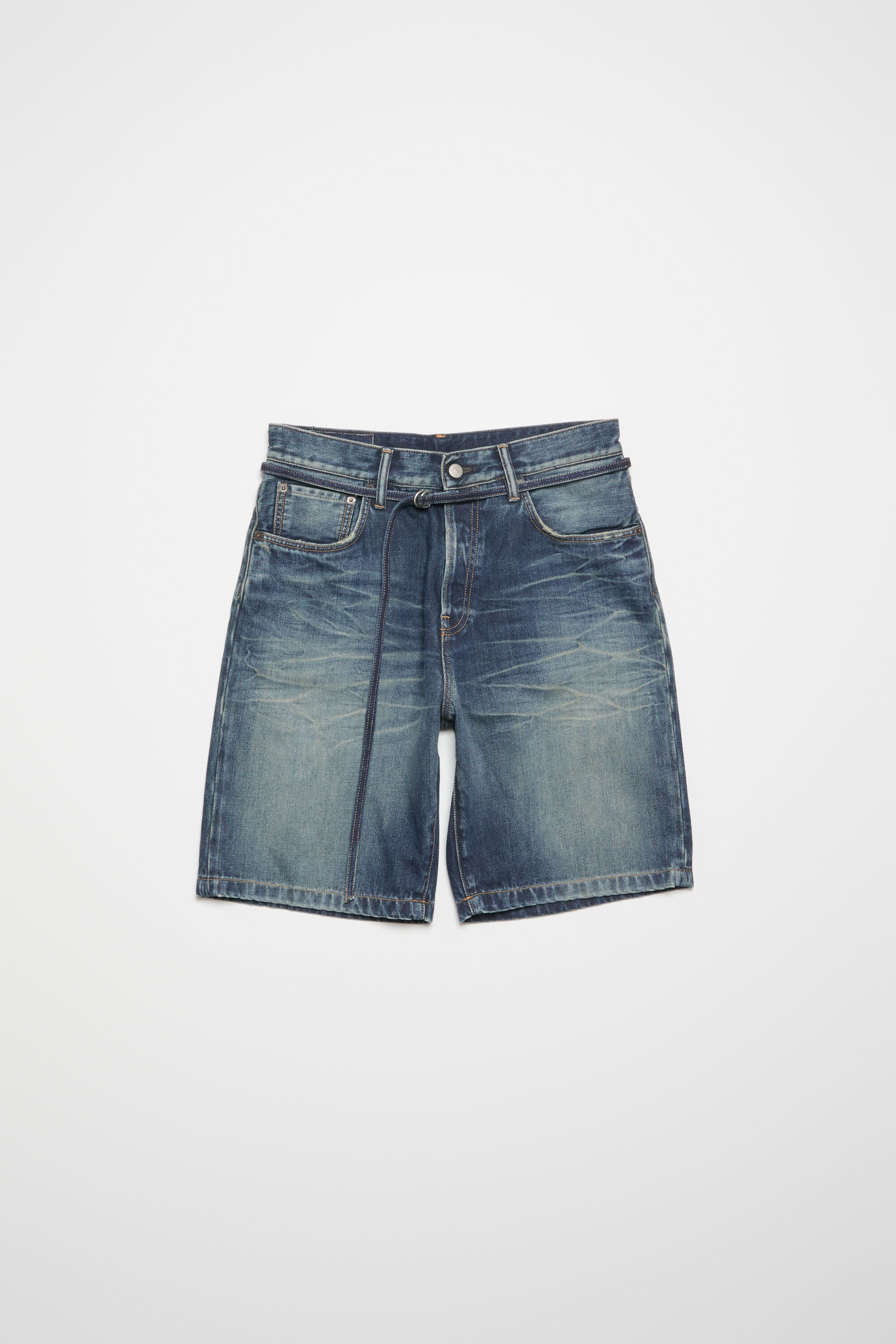 Loose fit denim shorts - Mid Blue - 1