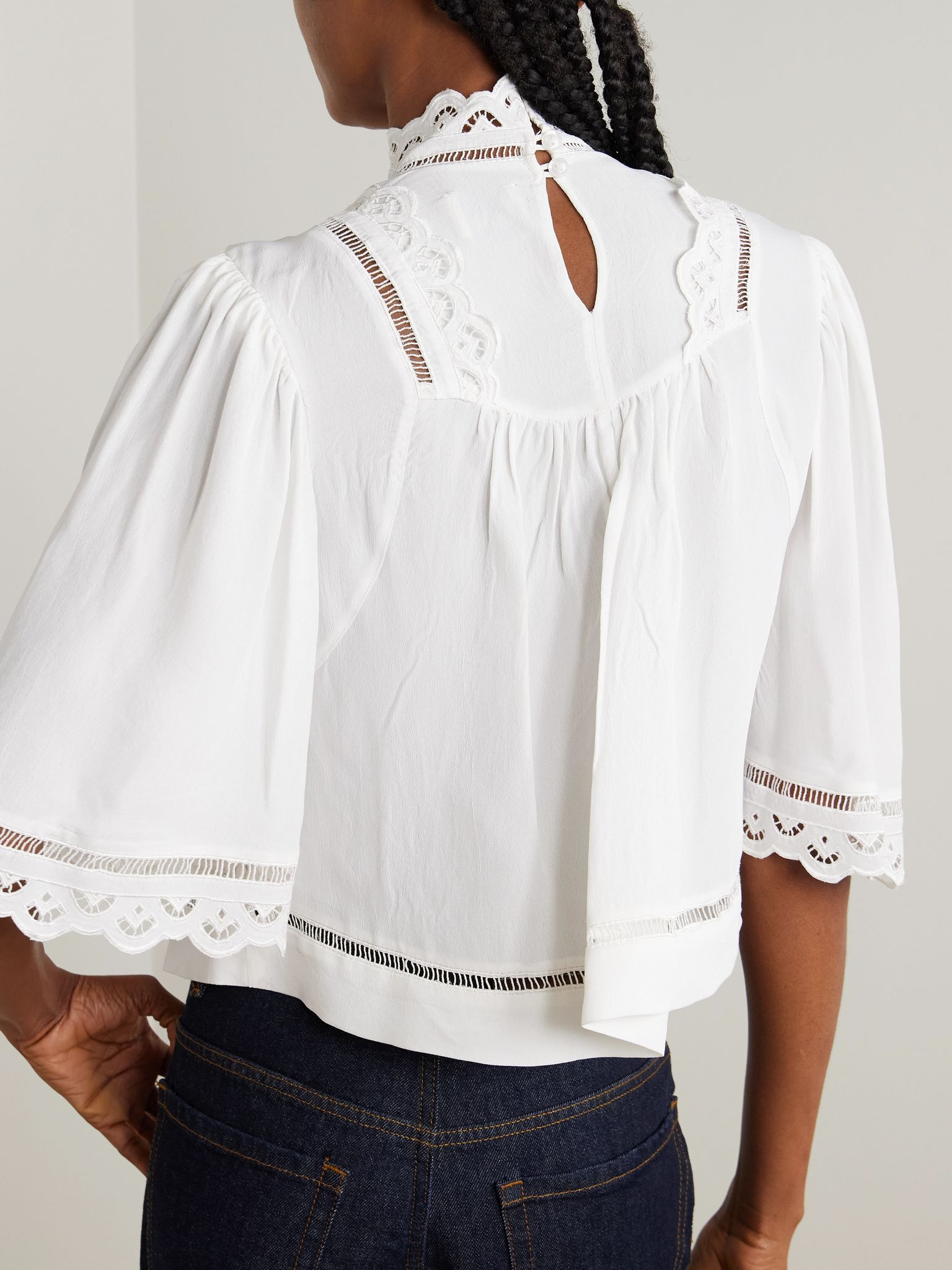 Frany broderie anglaise crepe blouse White - 3