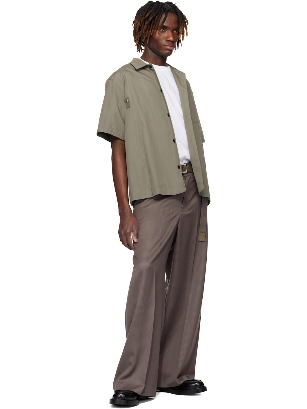 Khaki Cotton Poplin Shirt - 4