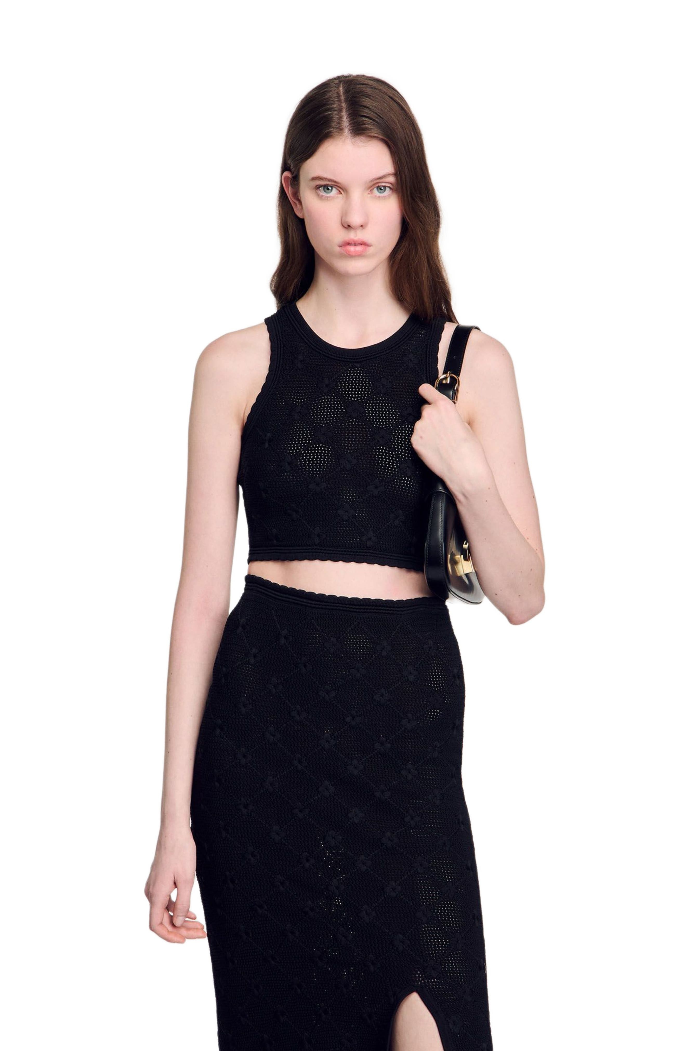 SANDRO Decorative knit top in Black at Nordstrom - 1