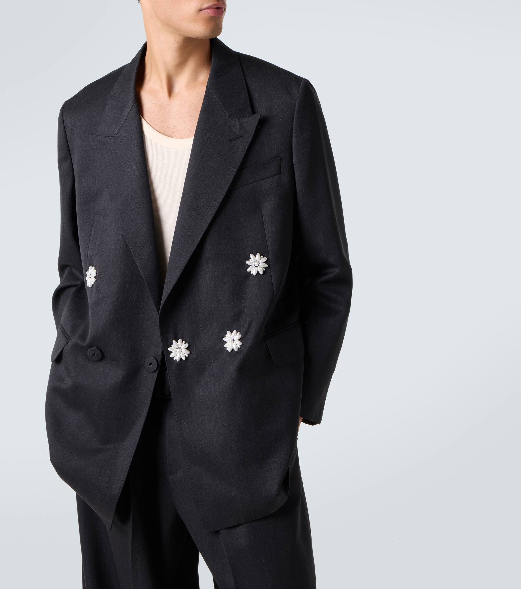 Embellished double-breasted blazer - 5