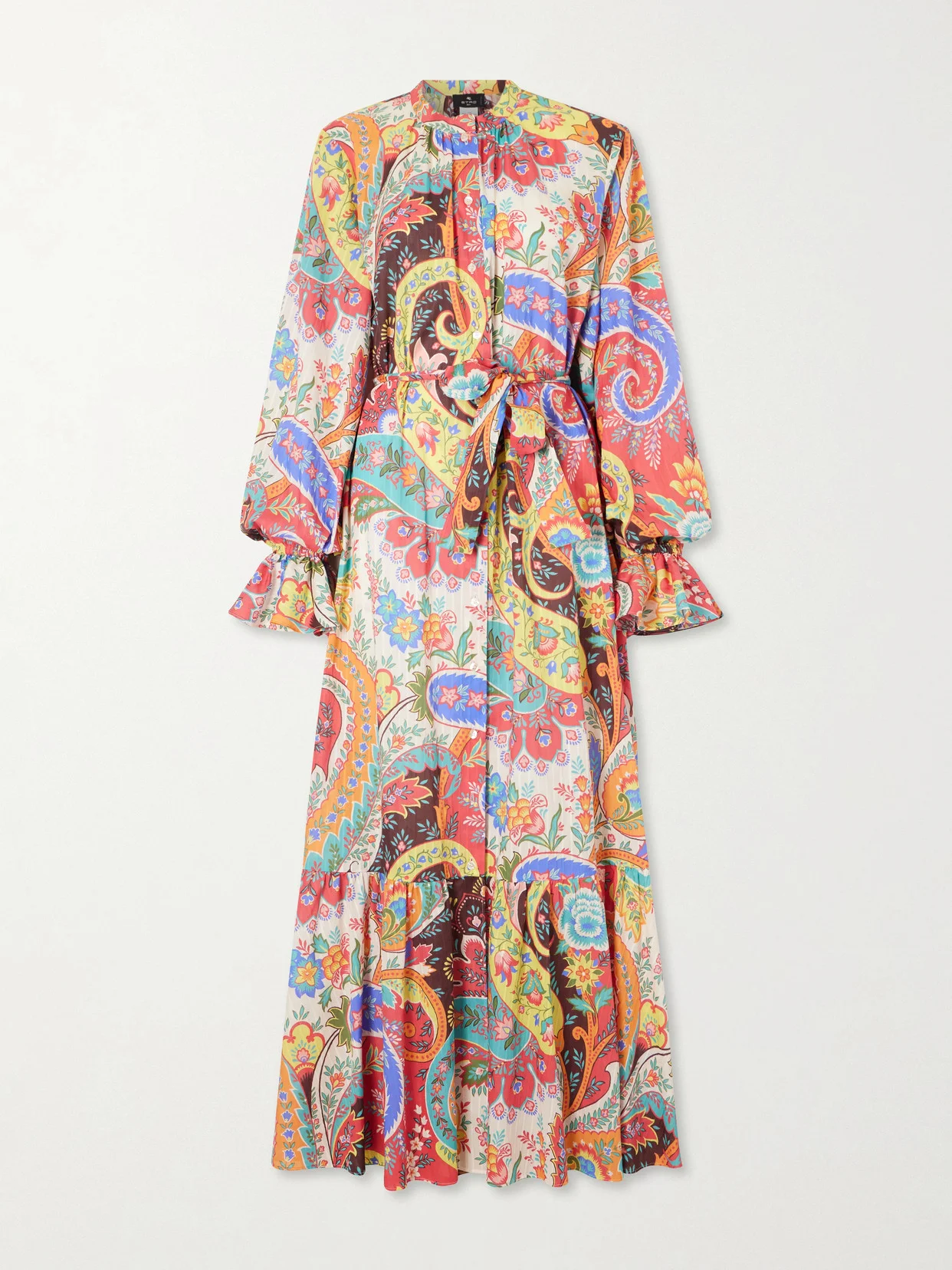 Belted Opaisley-print Cotton-voile Maxi Shirt Dress - 1
