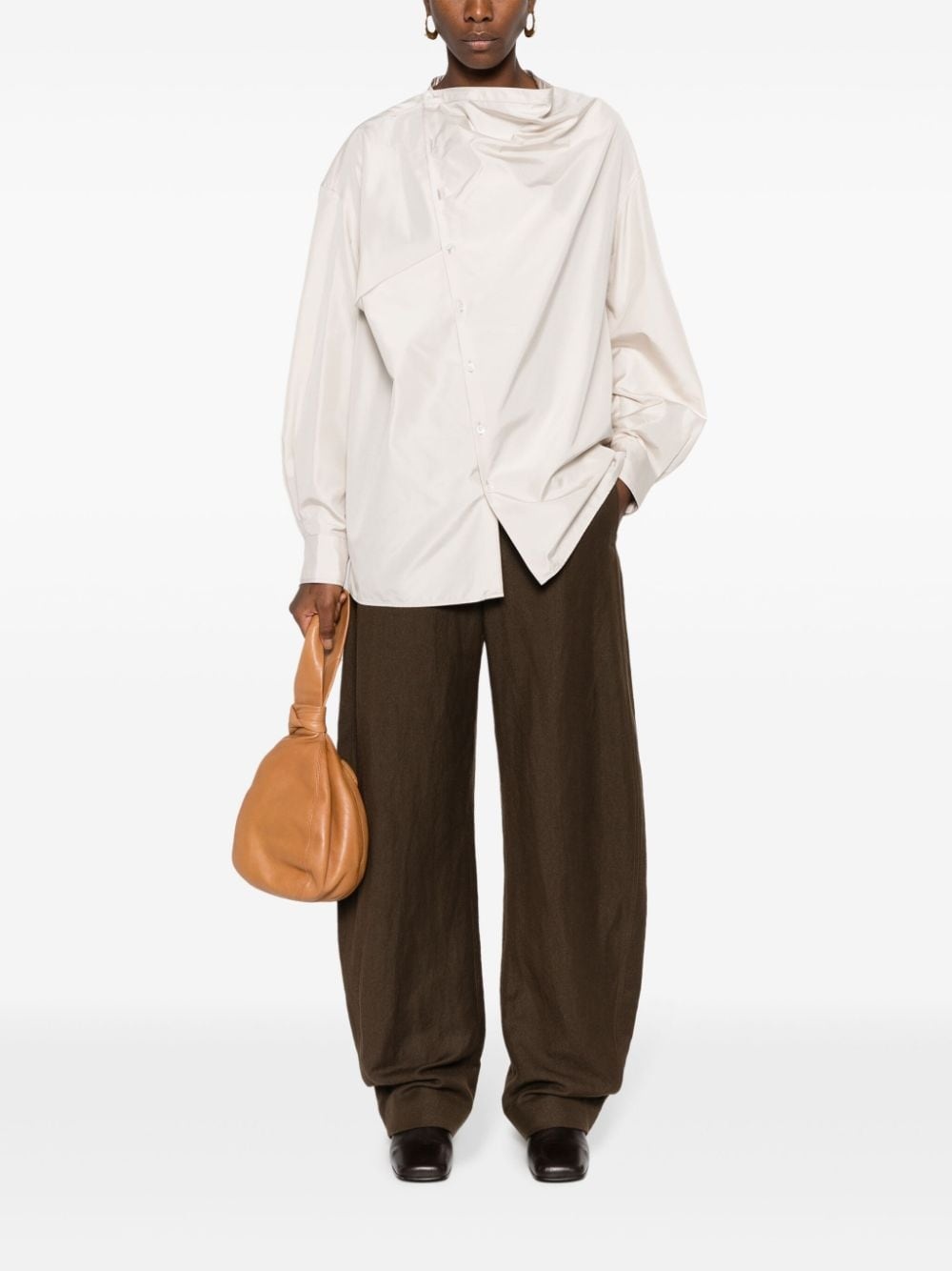 draped silk shirt - 2