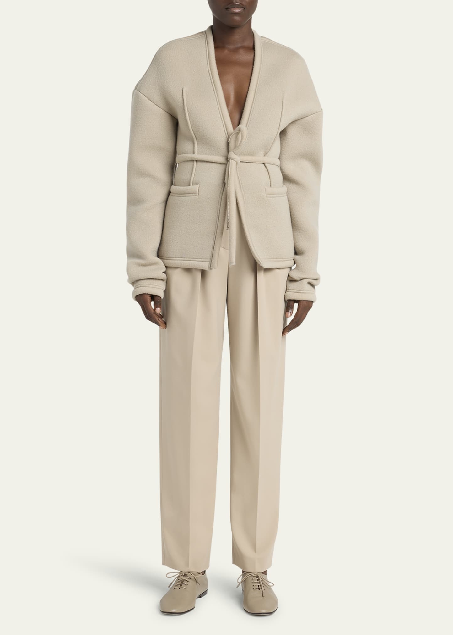 Cocoon Belted Cashmere Jacket - 2