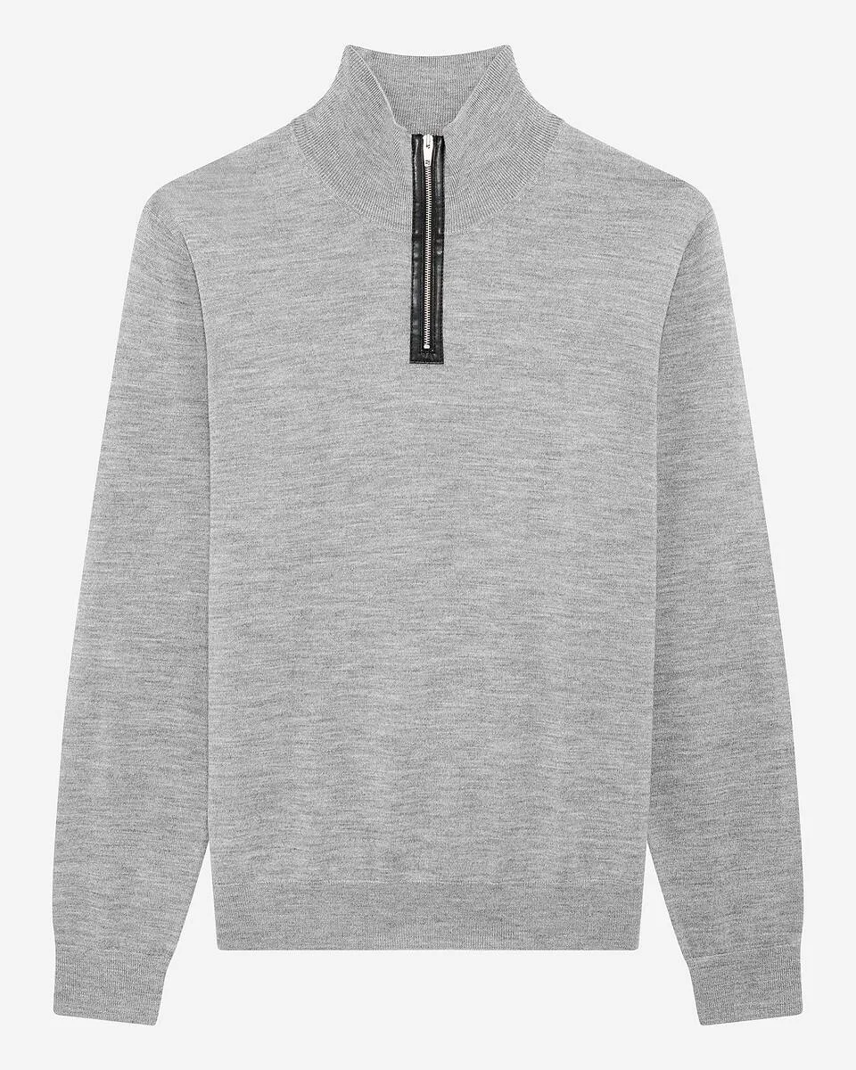 GREY STAND-UP COLLAR SWEATER - 1