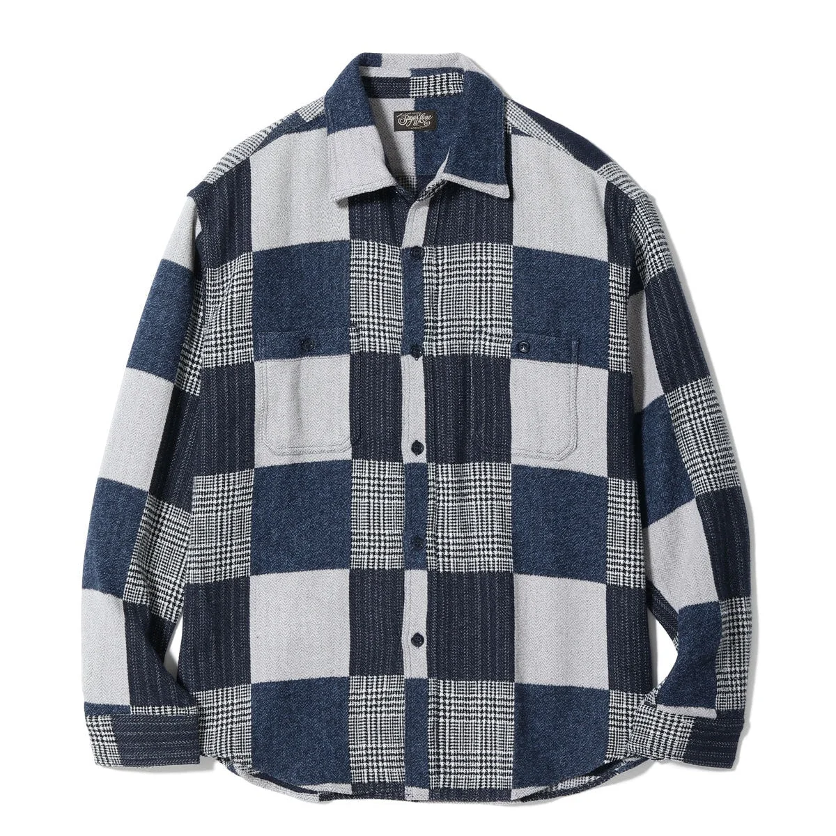 SC29589 Patchwork Check Work Shirt Navy - 1