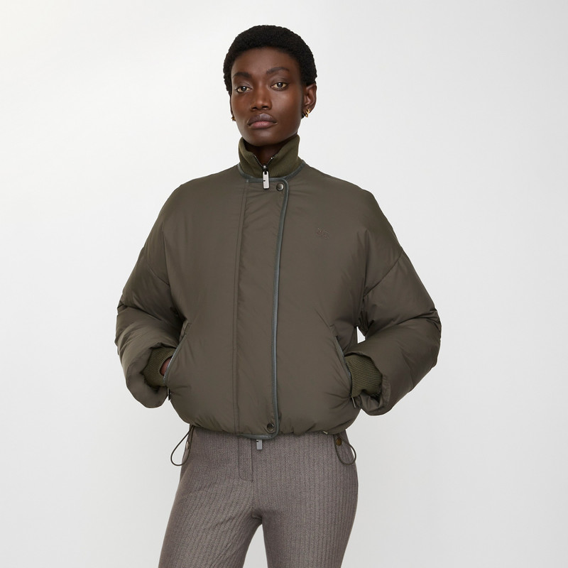 Cropped Reversible Belt Check Nylon Jacket 3