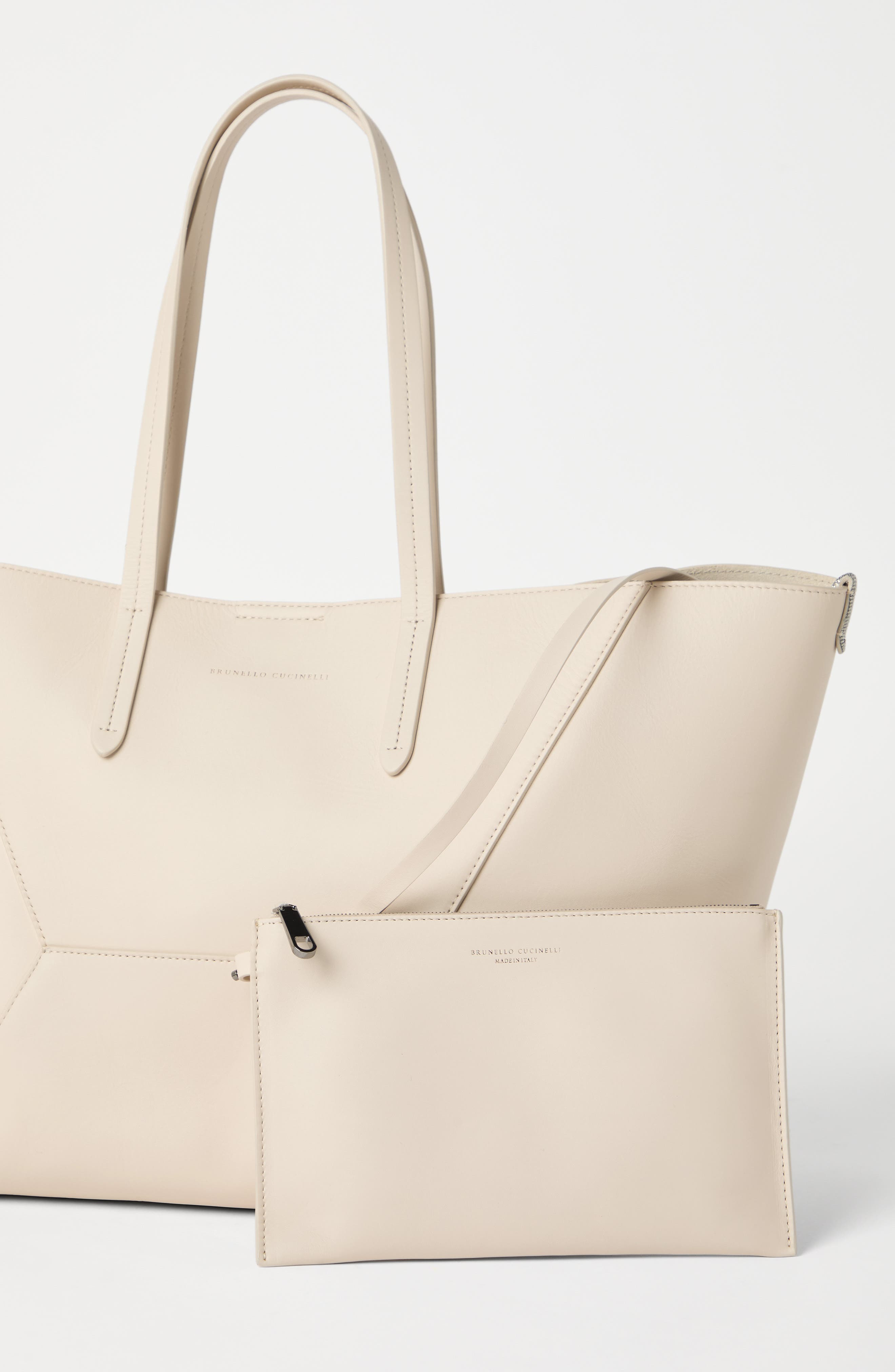 Brunello Cucinelli Calfskin BC Duo bag in Ivory at Nordstrom - 6