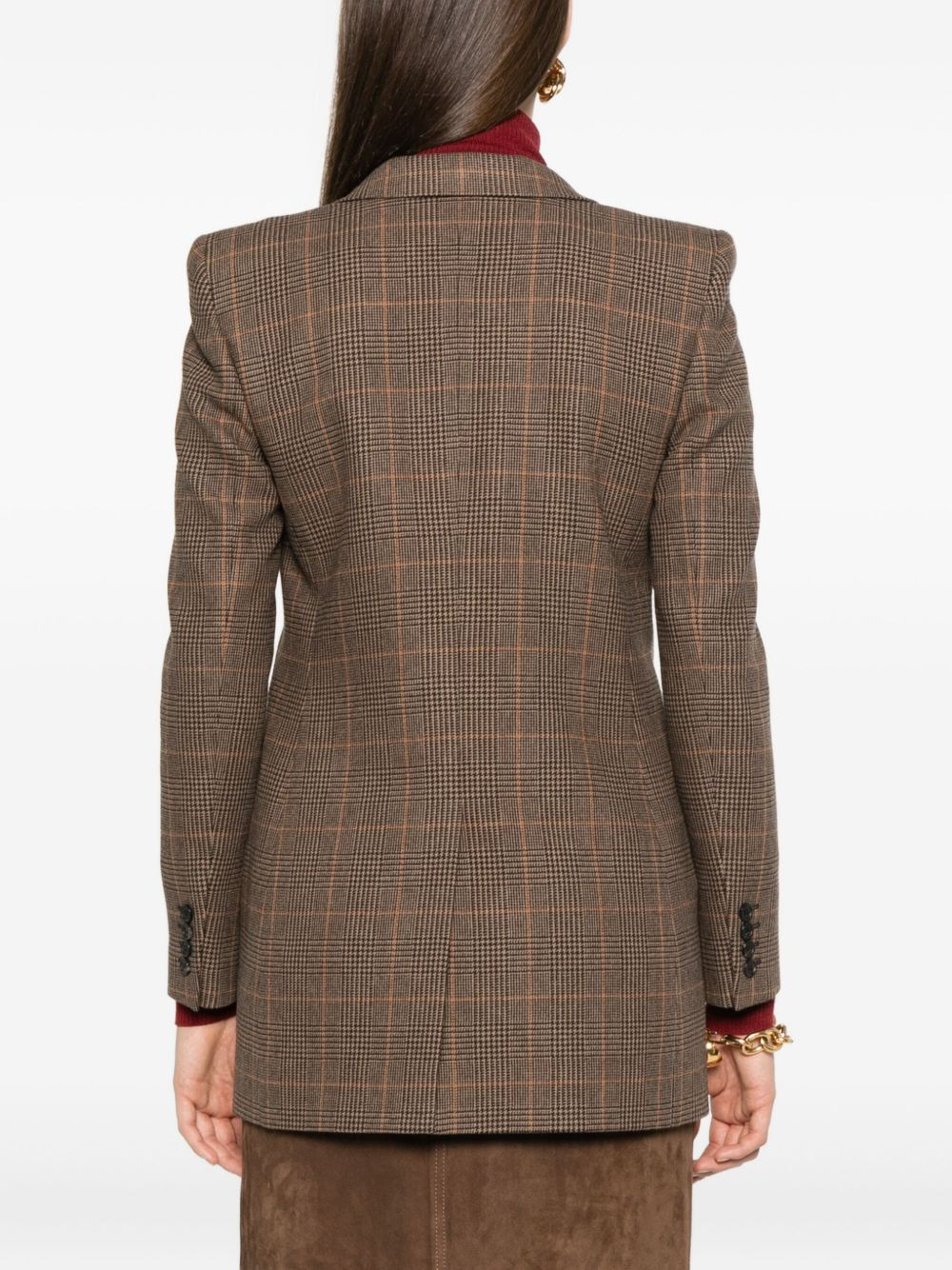 checked single-breasted blazer - 4