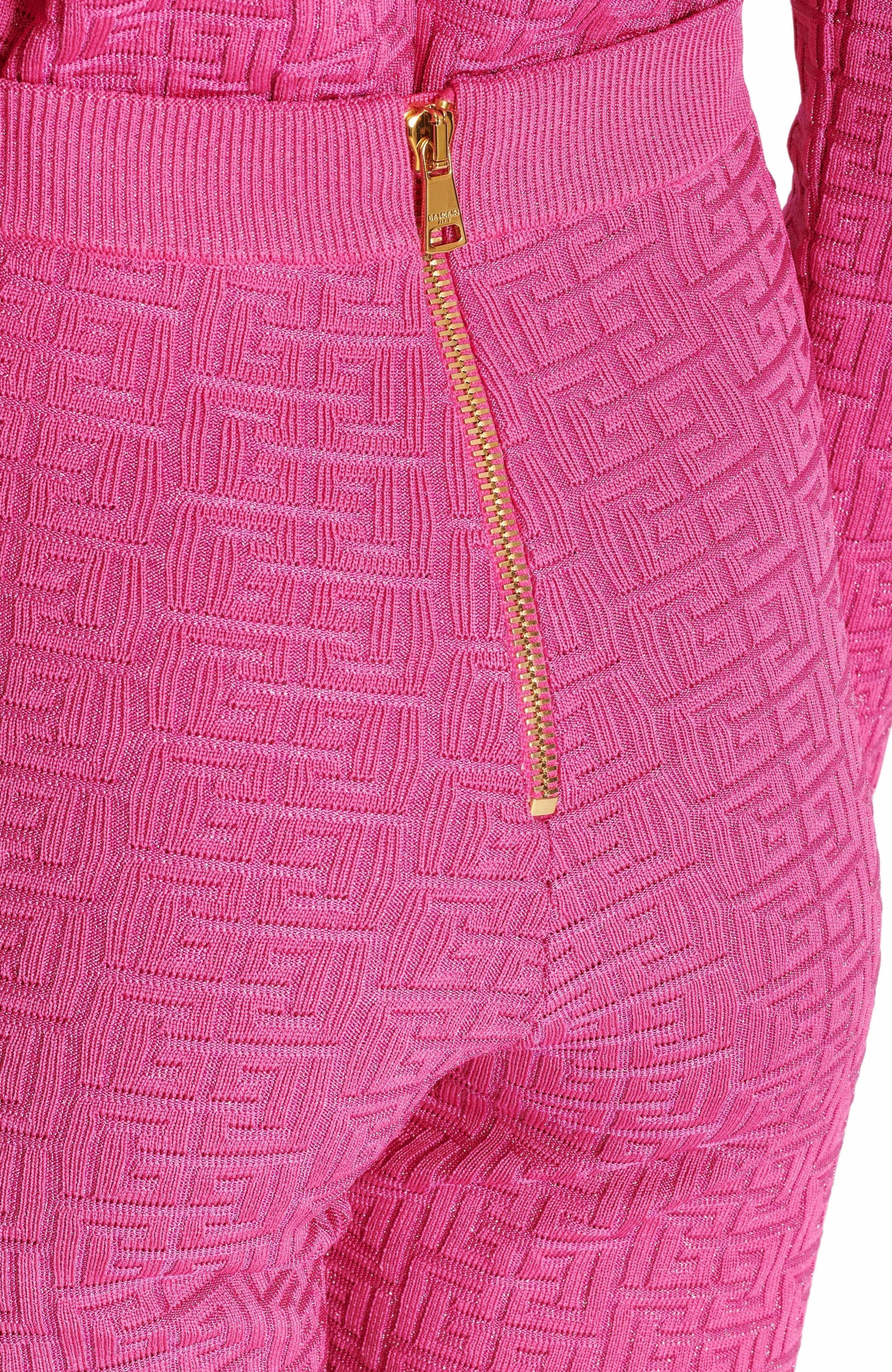 Balmain Knit leggings with monogram in Pink at Nordstrom - 5