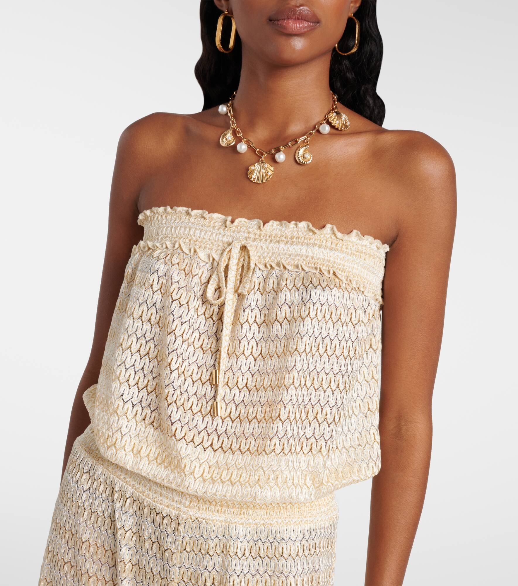Viv knitted strapless lamé jumpsuit - 4
