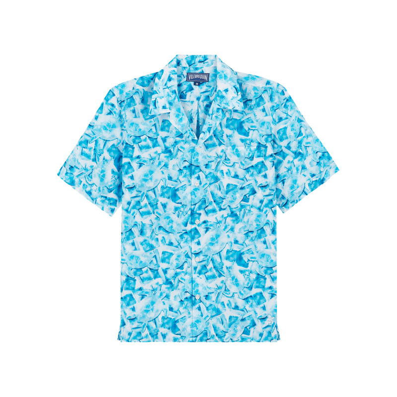 Men Cotton Silk Bowling Shirt Iced Turtles 1